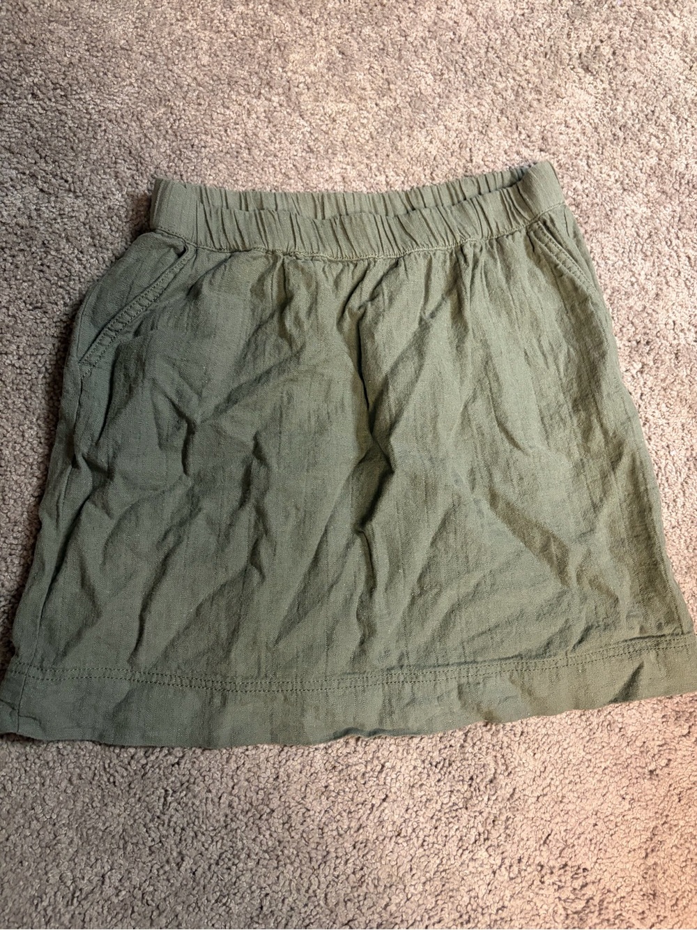 Sonoma Olive Green Mini Skirt with Elastic Waist